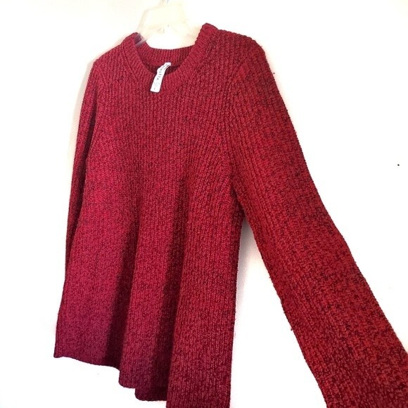 Athleta Sierra Red Marl Crew Neck Chunky Knit Sweater Wool Blend Large - Picture 3 of 8